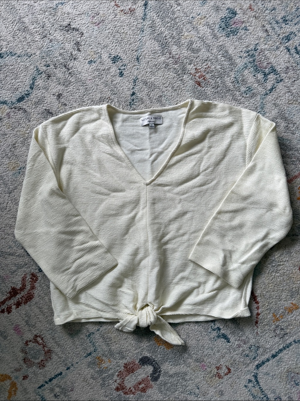 Madewell Cream V-Neck Tie-Front Sweater